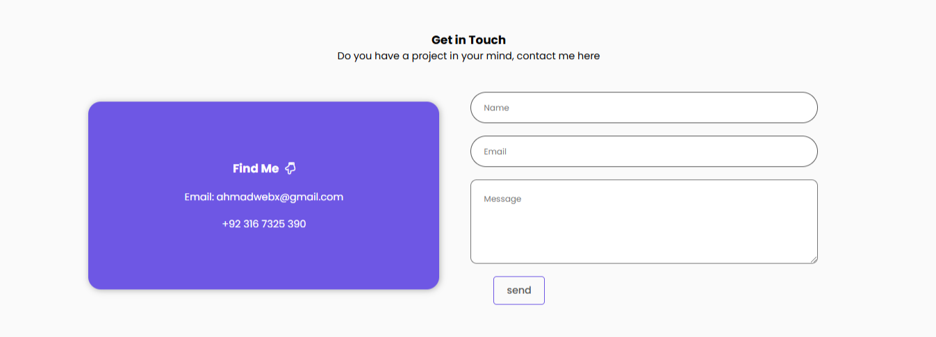 landing page Contact section